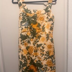 Abercrombie & Fitch Floral Sleeveless linen Dress - Yellow and Green - M